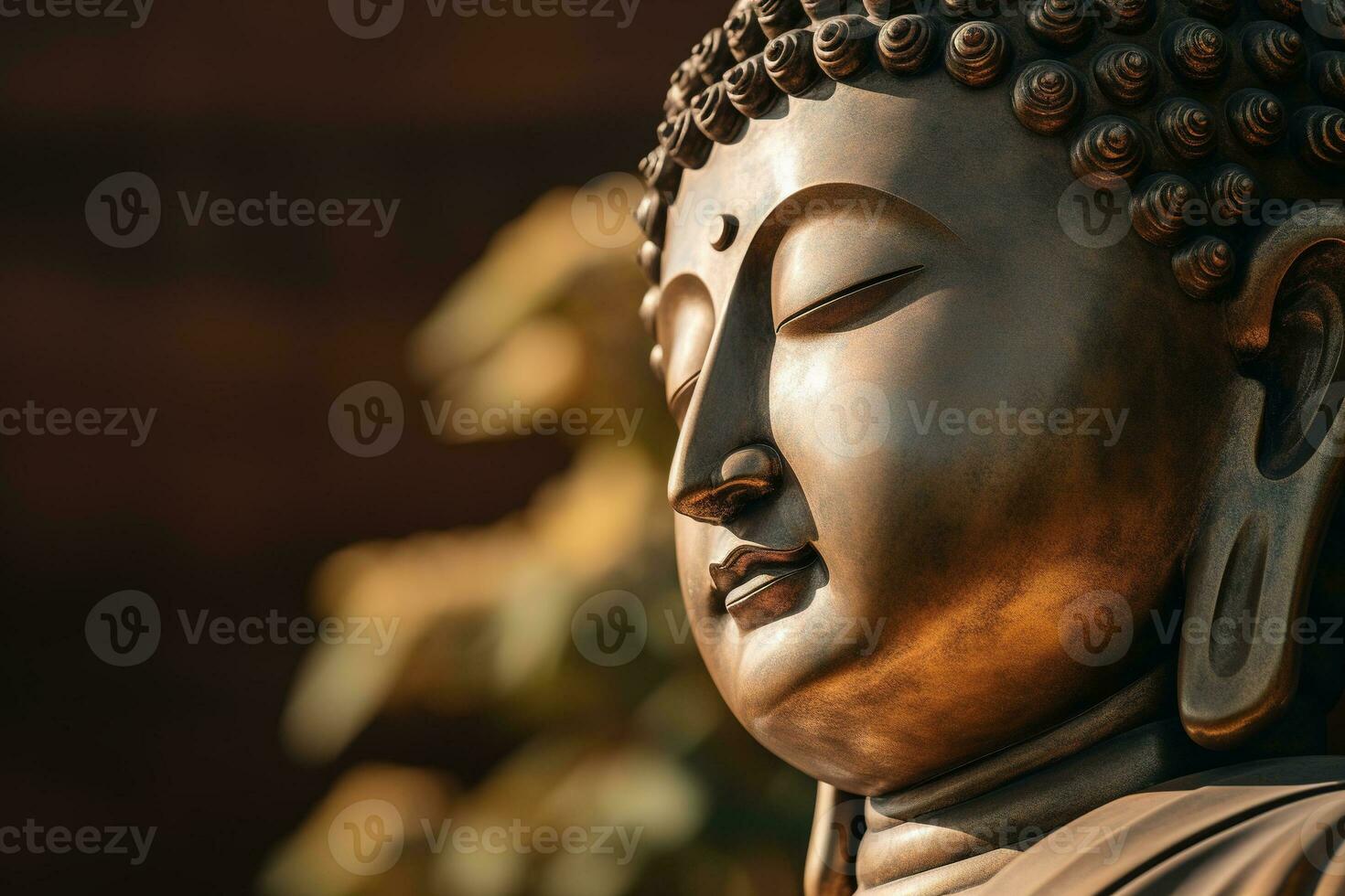 AI generated closeup of Buddha statue in buddhist temple photo