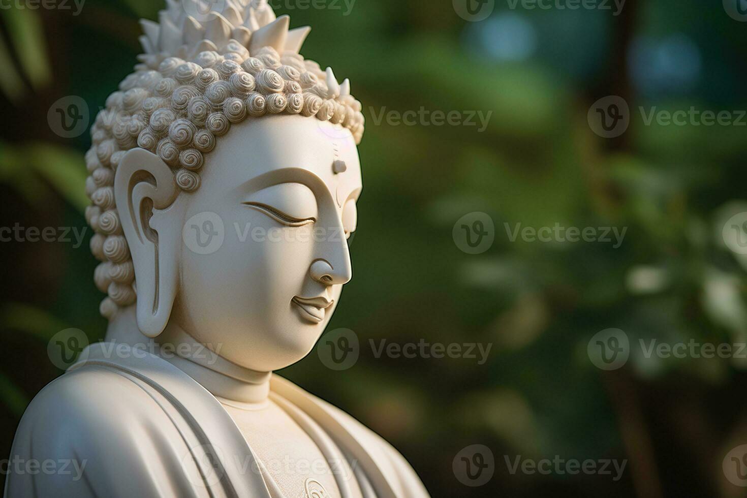 AI generated closeup of Buddha statue in buddhist temple photo