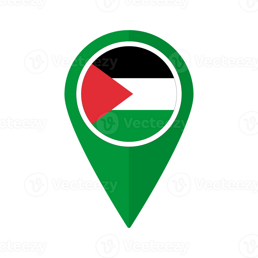 Flag of Palestine flag on map pinpoint icon isolated png