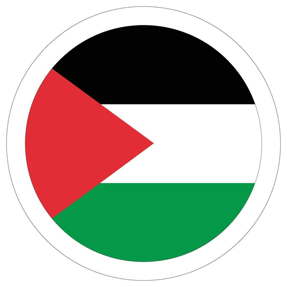 Flag of Palestine. Palestine flag in round circle  desing shape vector