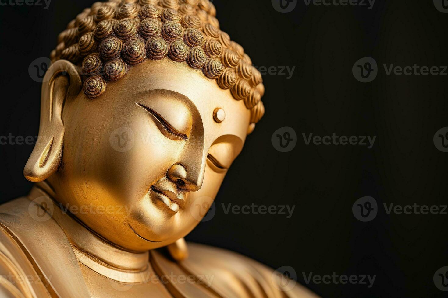 AI generated closeup of Buddha statue in buddhist temple photo