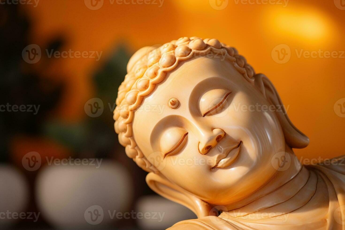AI generated closeup of Buddha statue in buddhist temple photo