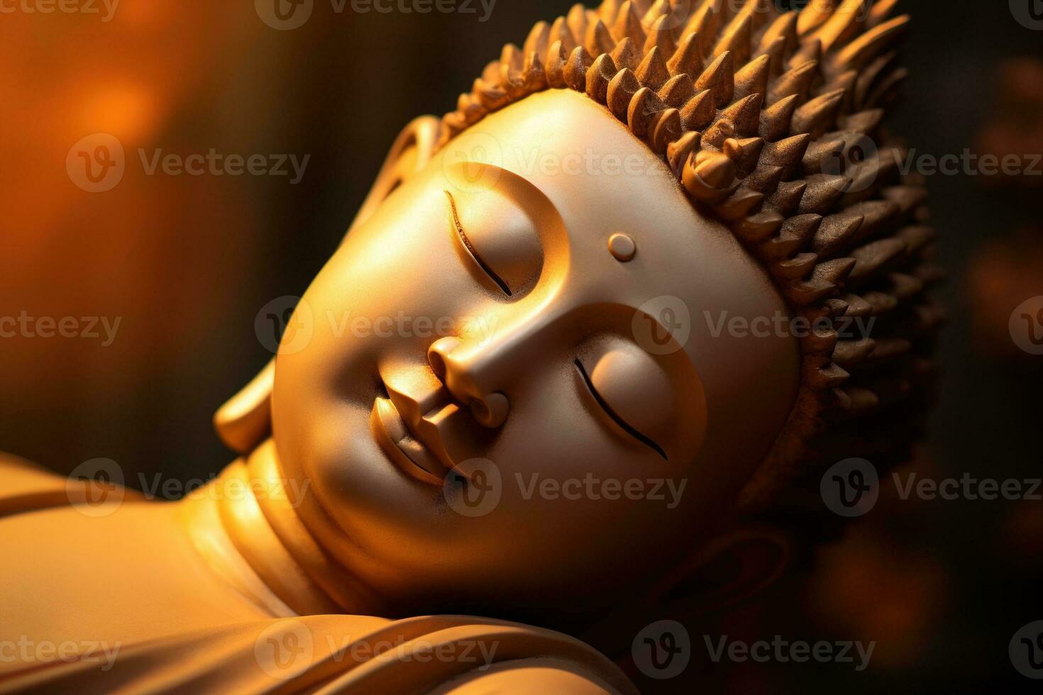 AI generated closeup of Buddha statue in buddhist temple photo