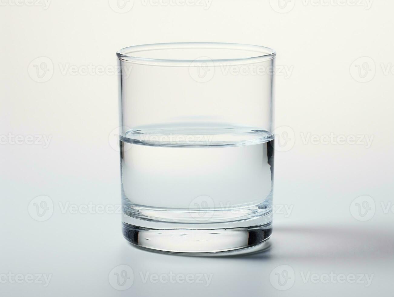 AI generated Glass of transparent water, white background photo