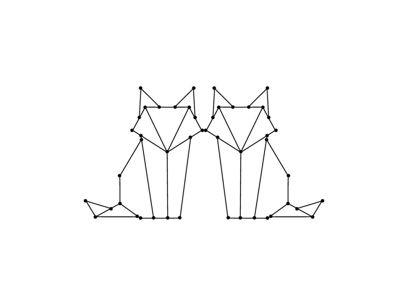 Pair of the Fox Polygonal Lines Illustration, can use for Logo Gram, Art Illustration, Website, Pictogram, Apps, or for Design Element. Vector Illustration