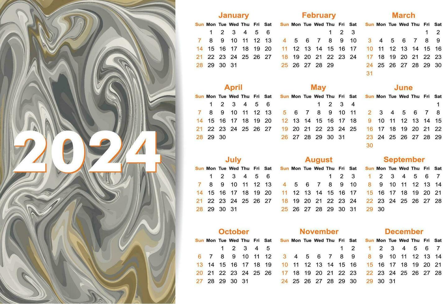 nuevo 2024 sencillo calendario diseño vector