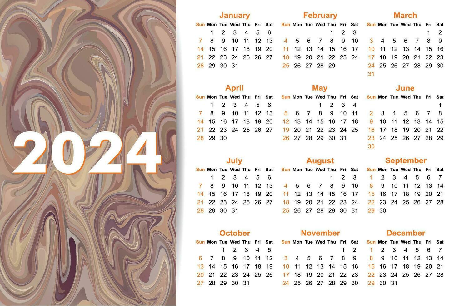 nuevo 2024 sencillo calendario diseño vector