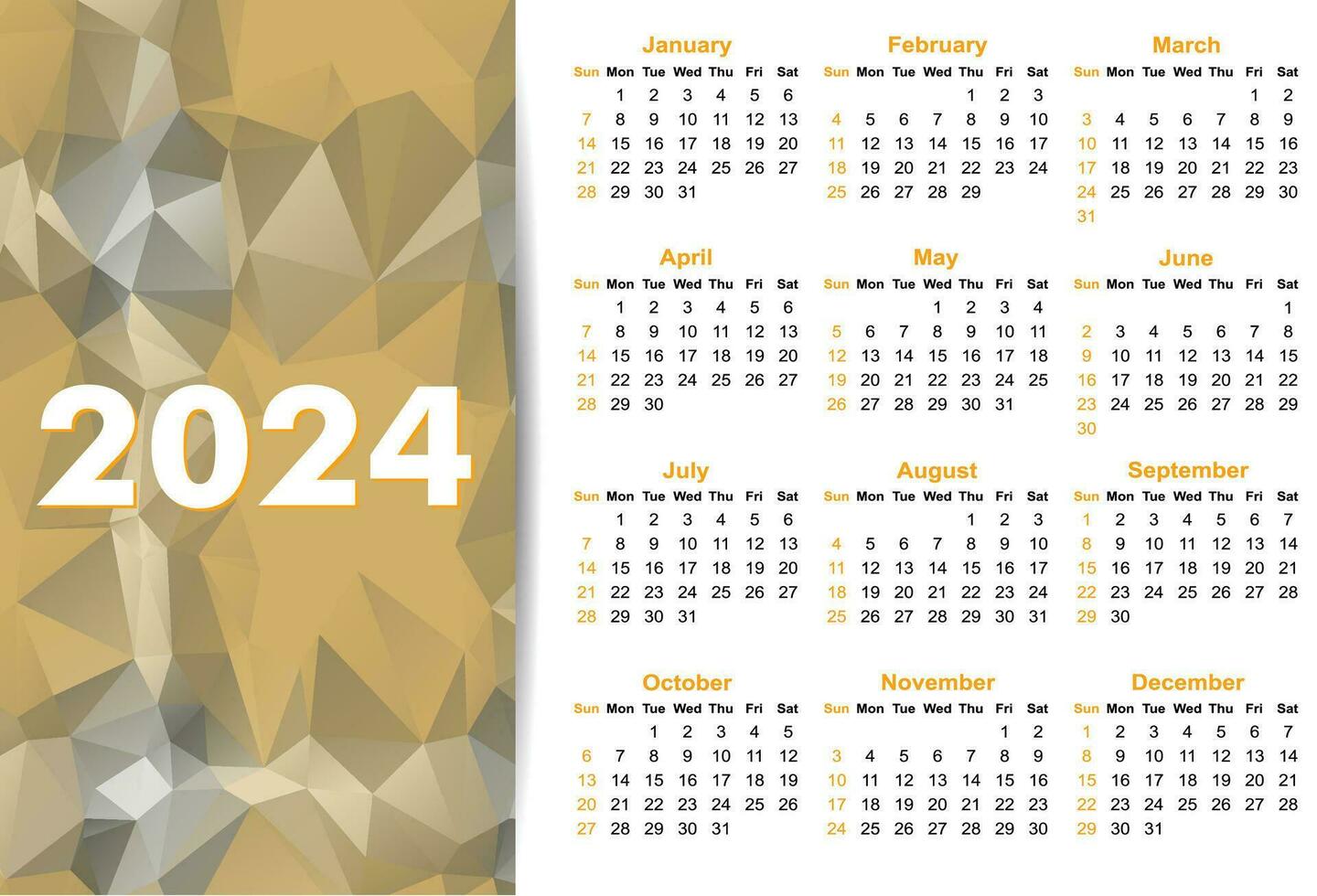 Simple calendar for 2024 year. vector