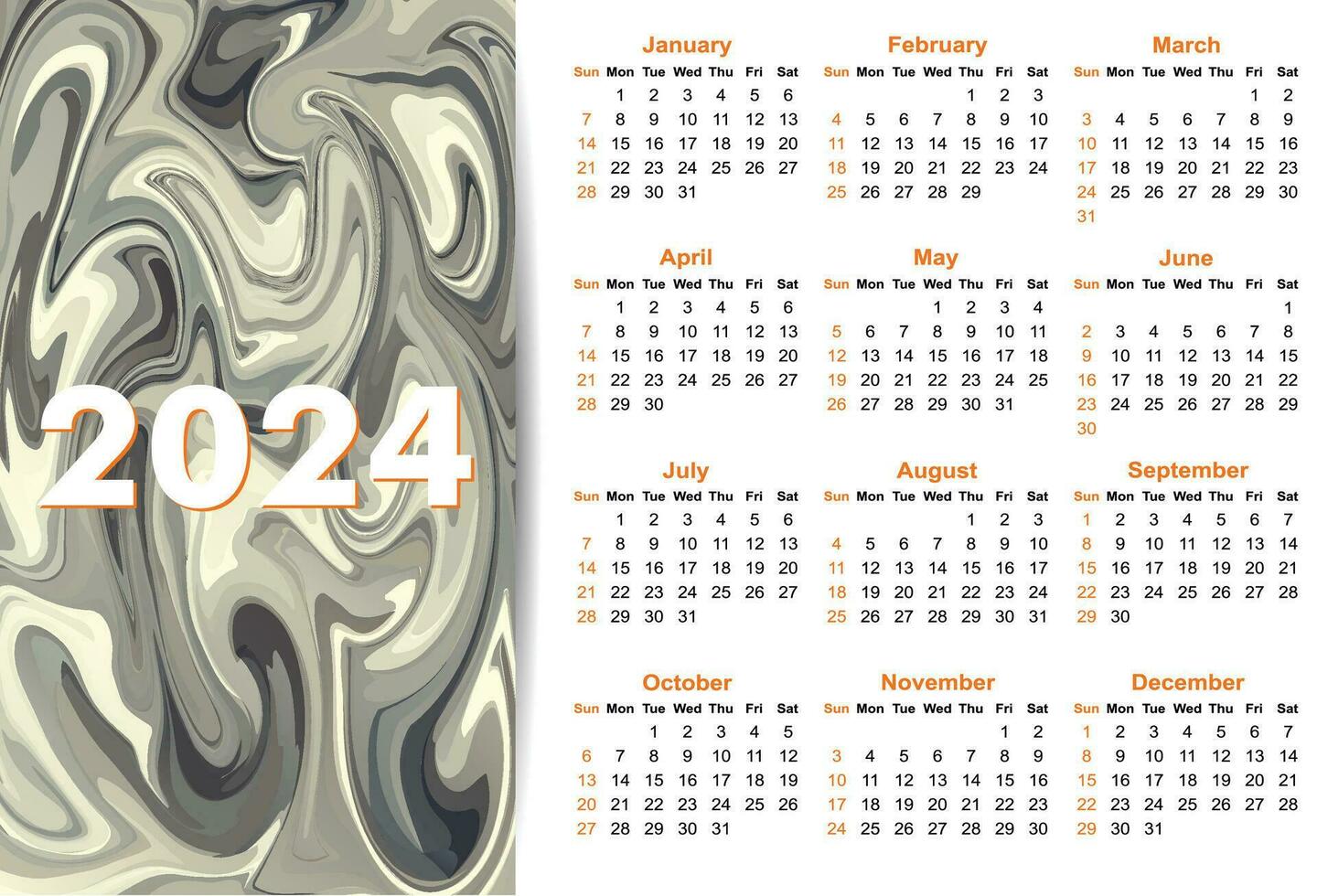 nuevo 2024 sencillo calendario diseño vector