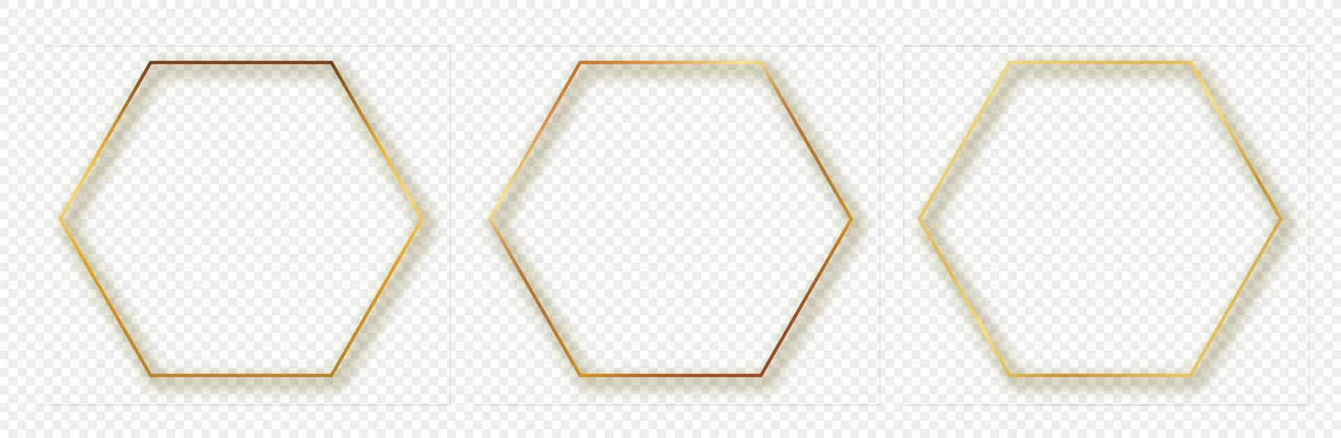 oro brillante hexágono marco vector