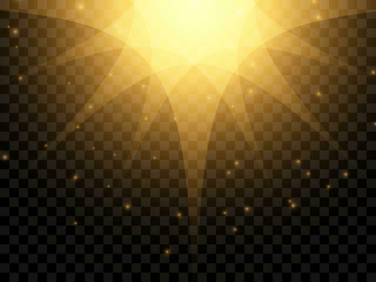 Sunlight on a background. Isolated yellow rays of light. Vector illustration