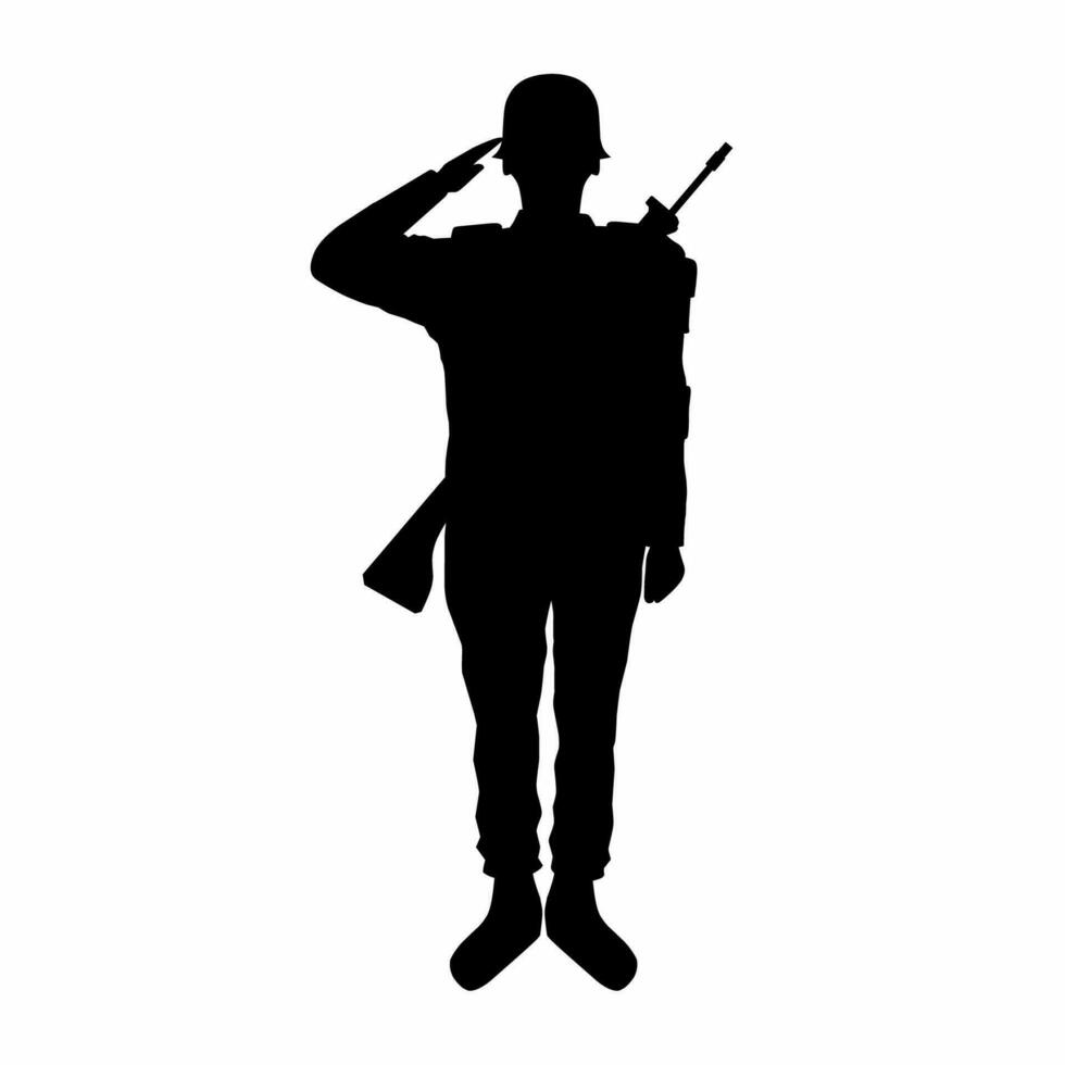 Salute soldier silhouette vector illustration. Military salute graphic resources for icon, symbol, or sign. Respect soldier silhouette for military, army, security, war or defense