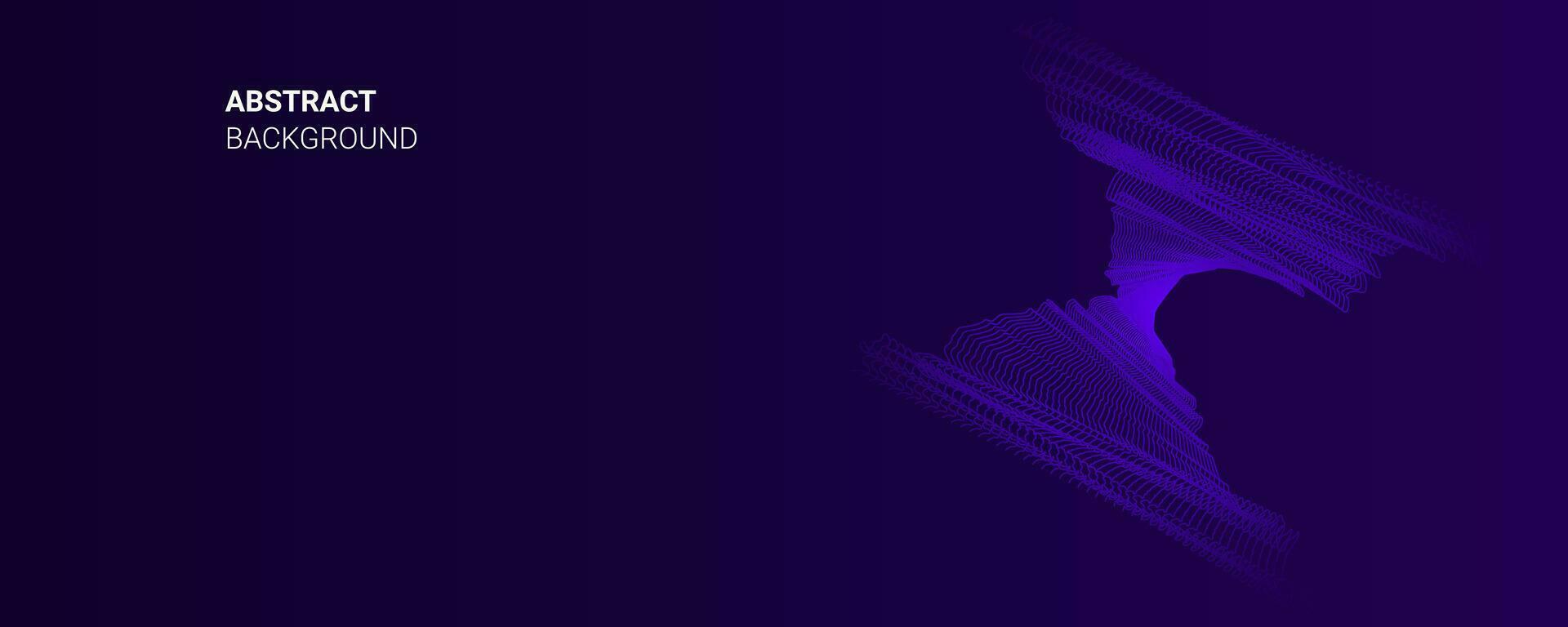 Abstract dark blue banner template. Vector minimal wavy line background with text for social media cover, and header. Futuristic technology concept.