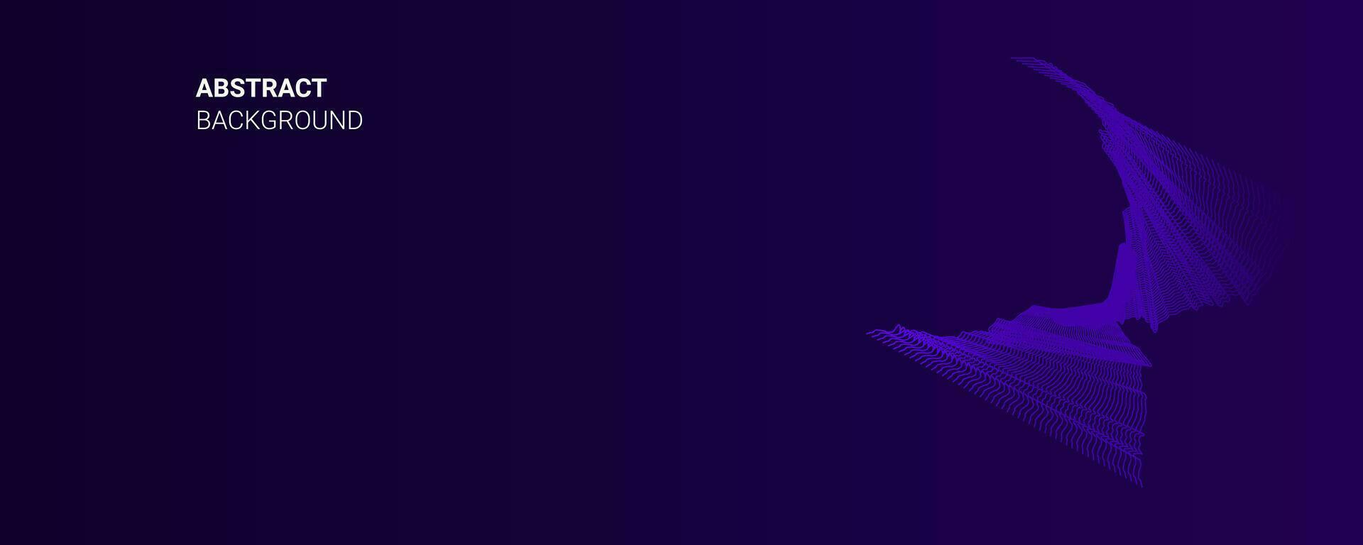 Abstract dark blue banner template. Vector minimal wavy line background with text for social media cover, and header. Futuristic technology concept.