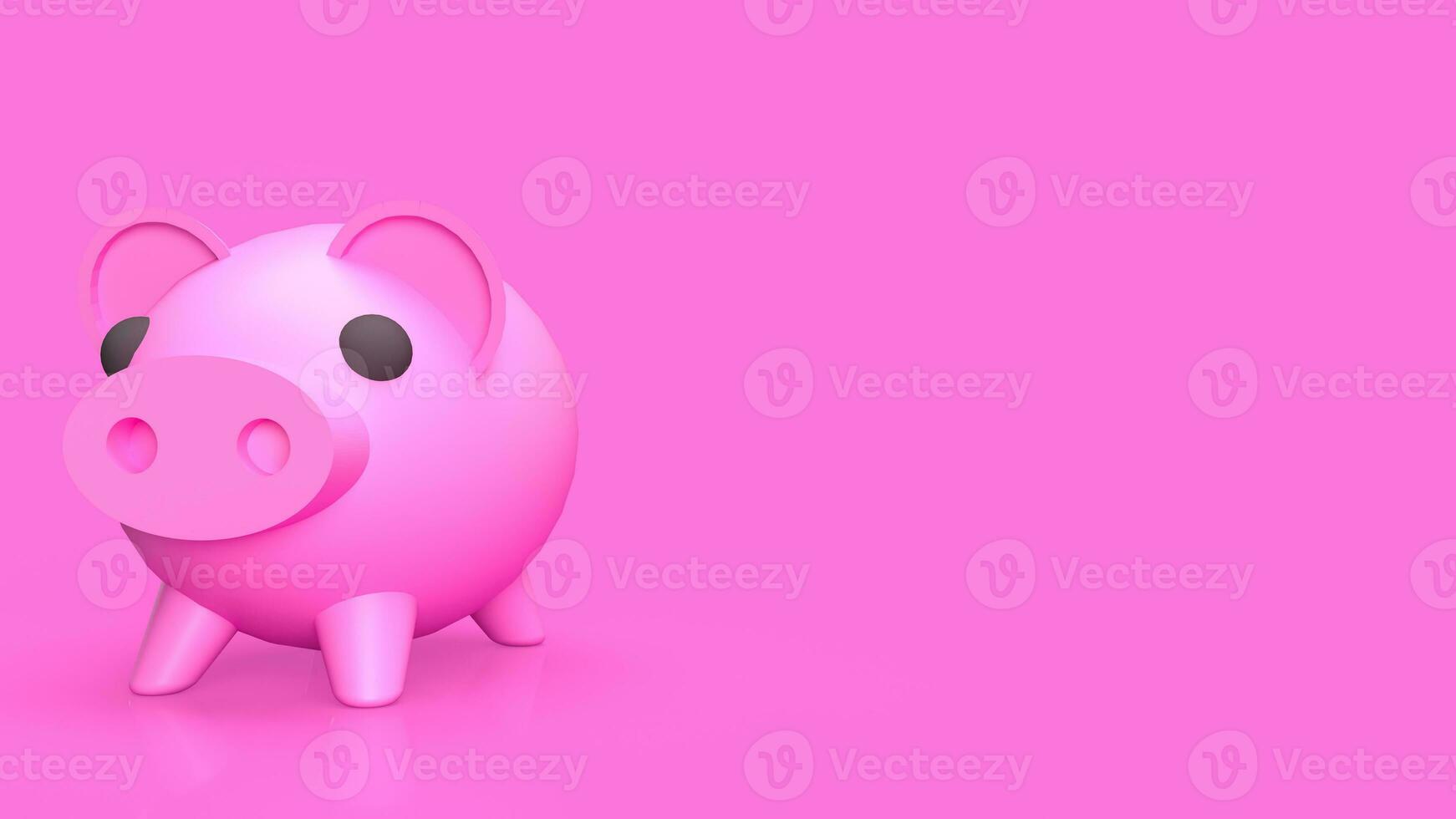 The pink piggy bank for earn or saving concept 3d rendering. photo