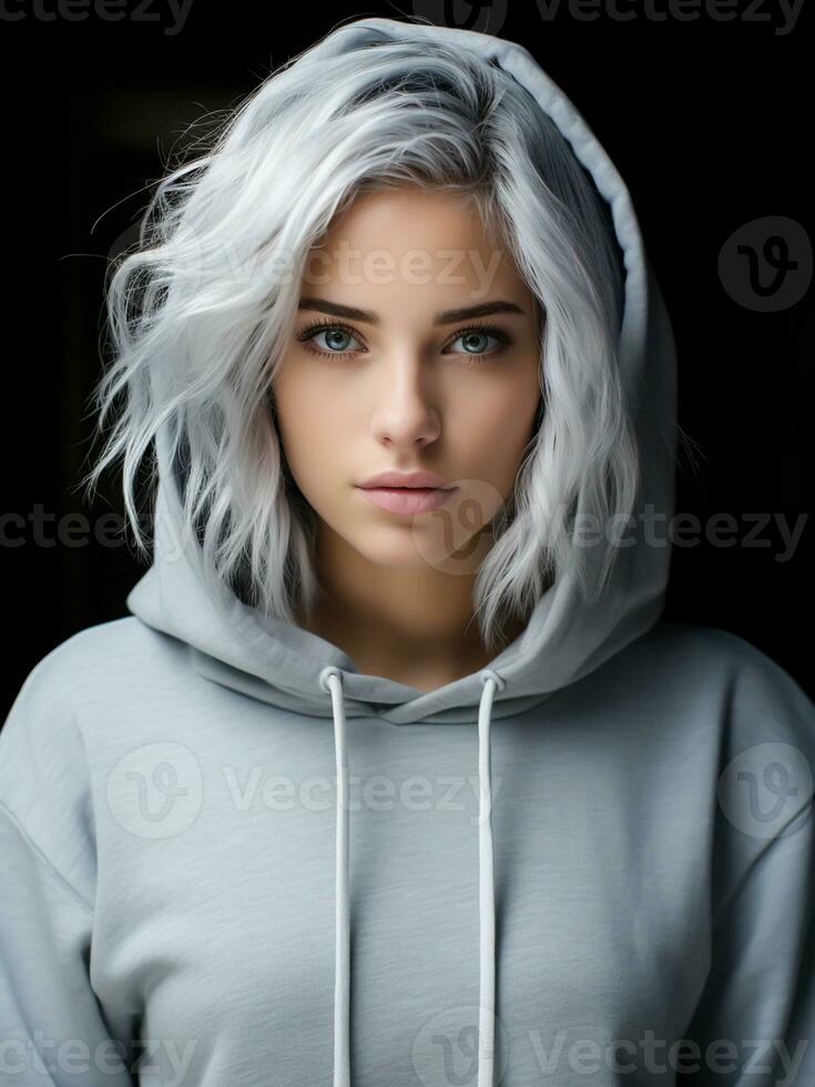 AI generated Young teenager wearing a colorful hoodie. Casual fashion photo