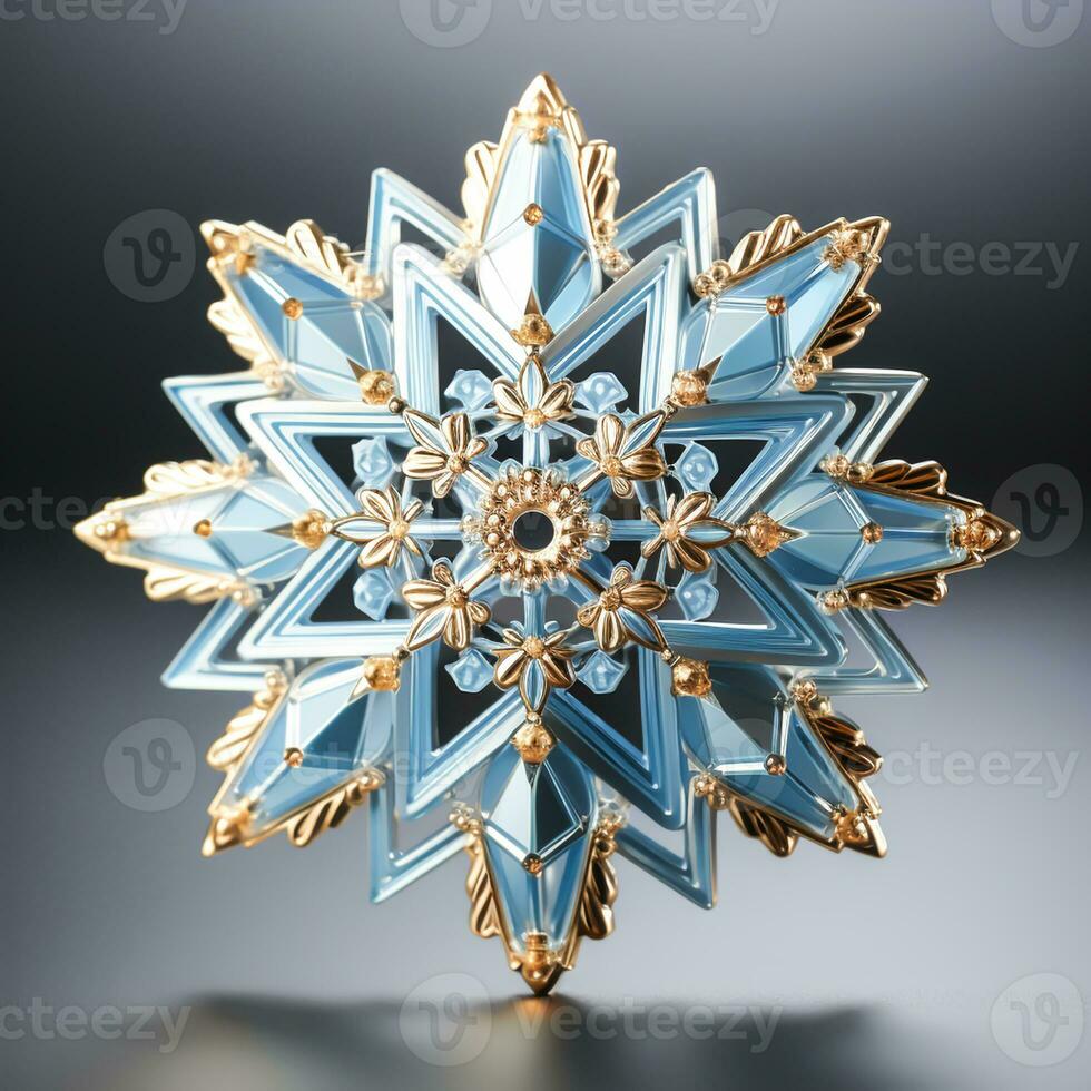 AI generated Snowflake isolated on background with intricate details. Christmas time photo
