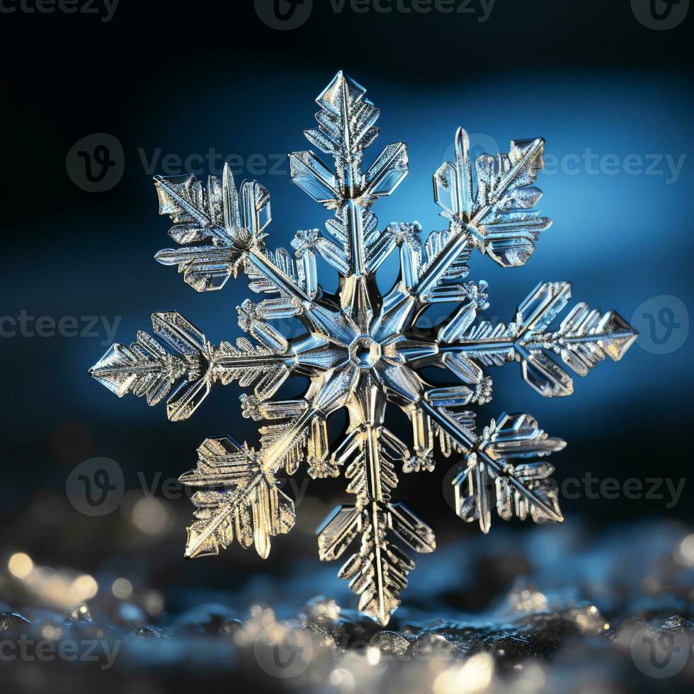 AI generated Snowflake isolated on background with intricate details. Christmas time photo