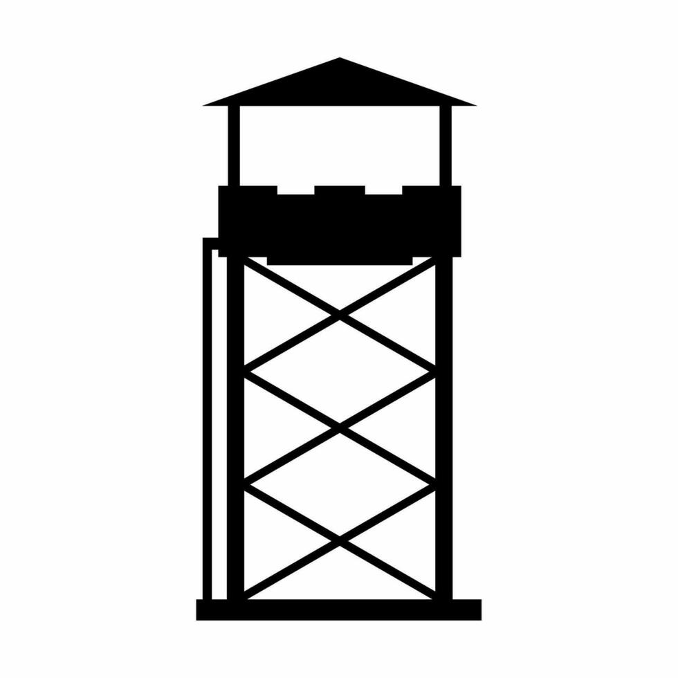 torre de vigilancia silueta vector. Guardia torre silueta lata ser usado como icono, símbolo o signo. Guardia enviar icono vector para diseño de militar, seguridad o defensa