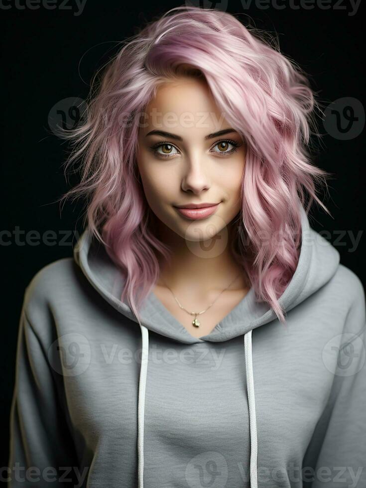 AI generated Young teenager wearing a colorful hoodie. Casual fashion photo