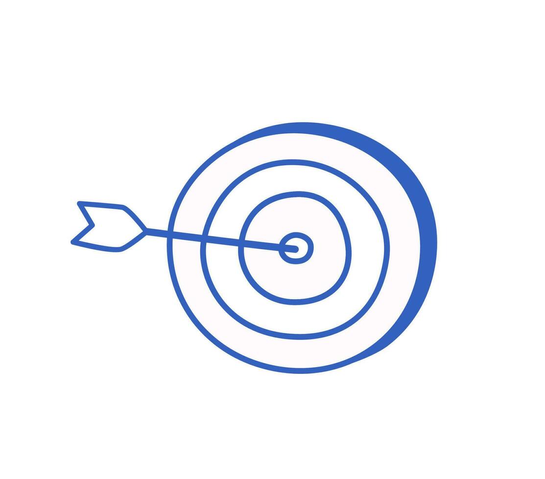 Darts, arrow hit the target, linear icon on a white background. vector