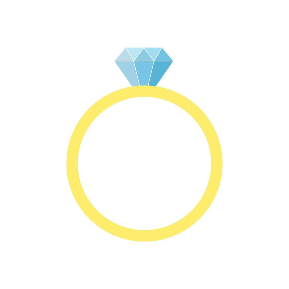 Wedding ring with a diamond on a white background. Vector illustration in a flat style, an element for design on Valentine's day.