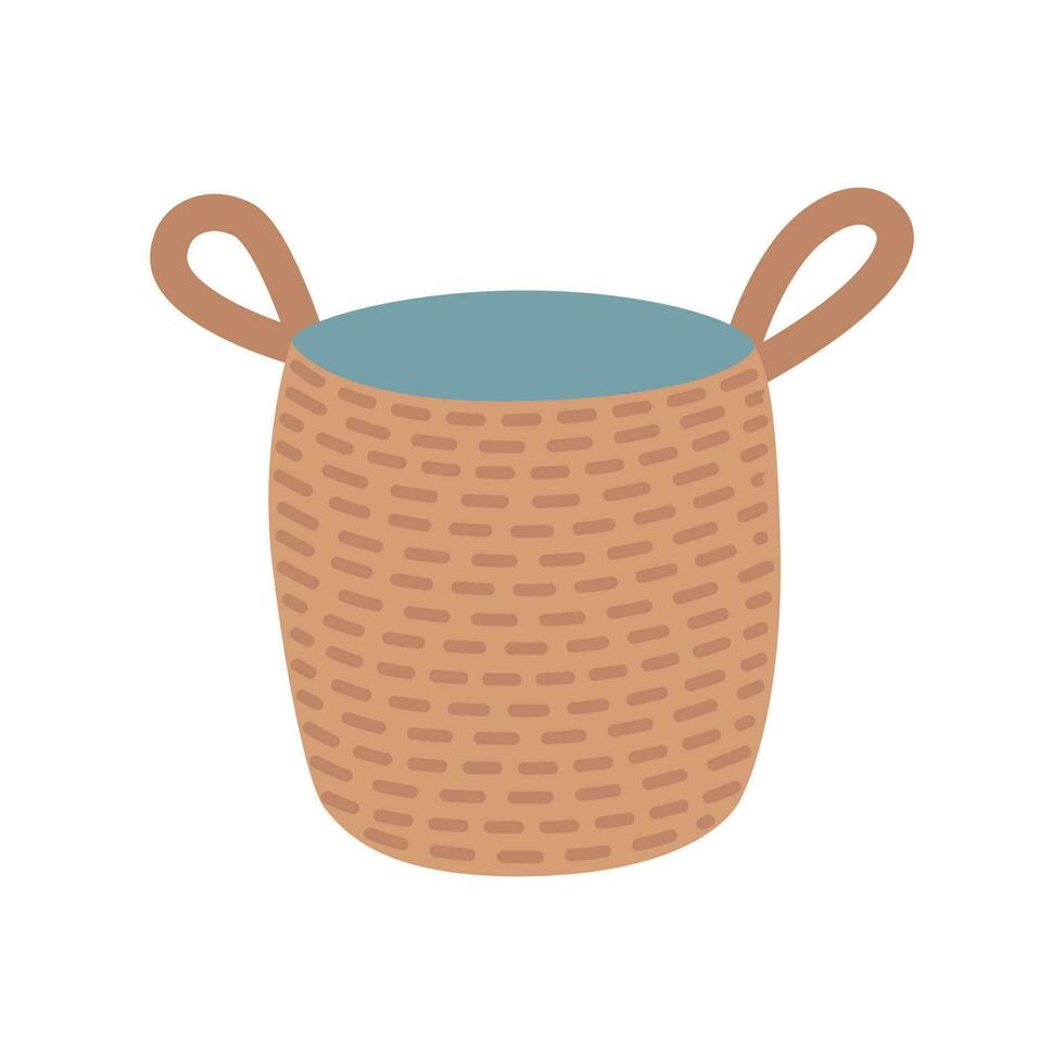 Empty wicker basket in a modern style, the concept of hugge, comfort and comfort. vector