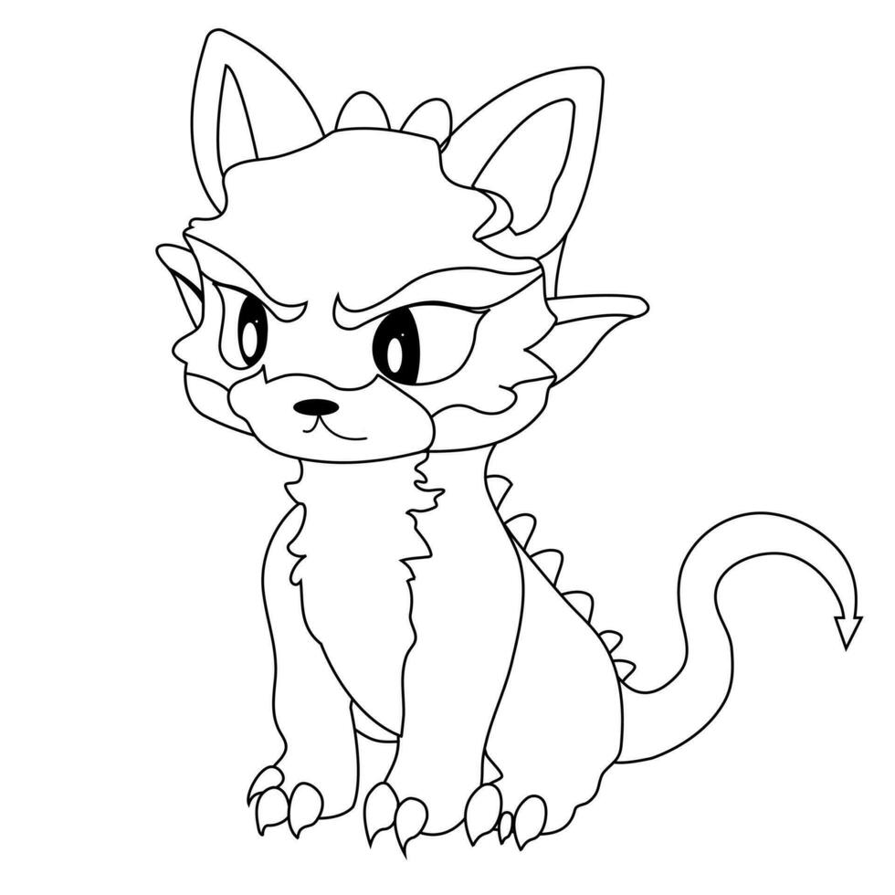 Dragon in one line. One line drawing. Children's character dragon. Cute dragon vector