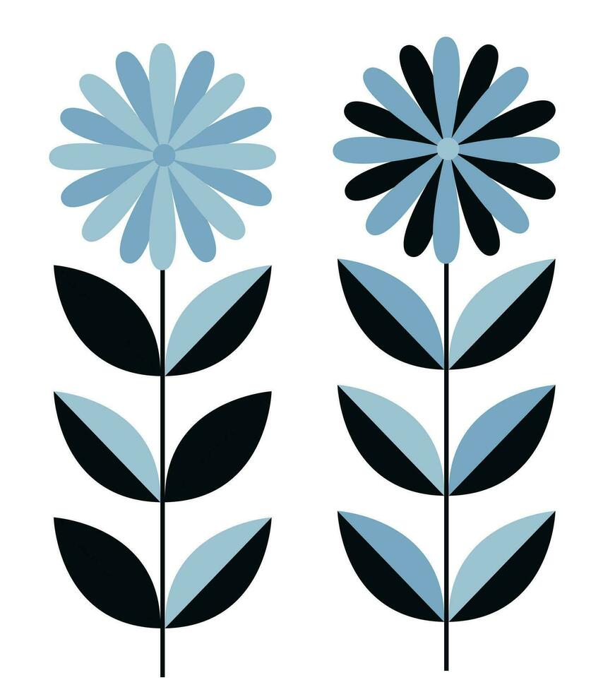 set of flowers. Abstract banner in Bauhaus style. Elements of Bauhaus flowers. Bauhaus poster. Vector illustration