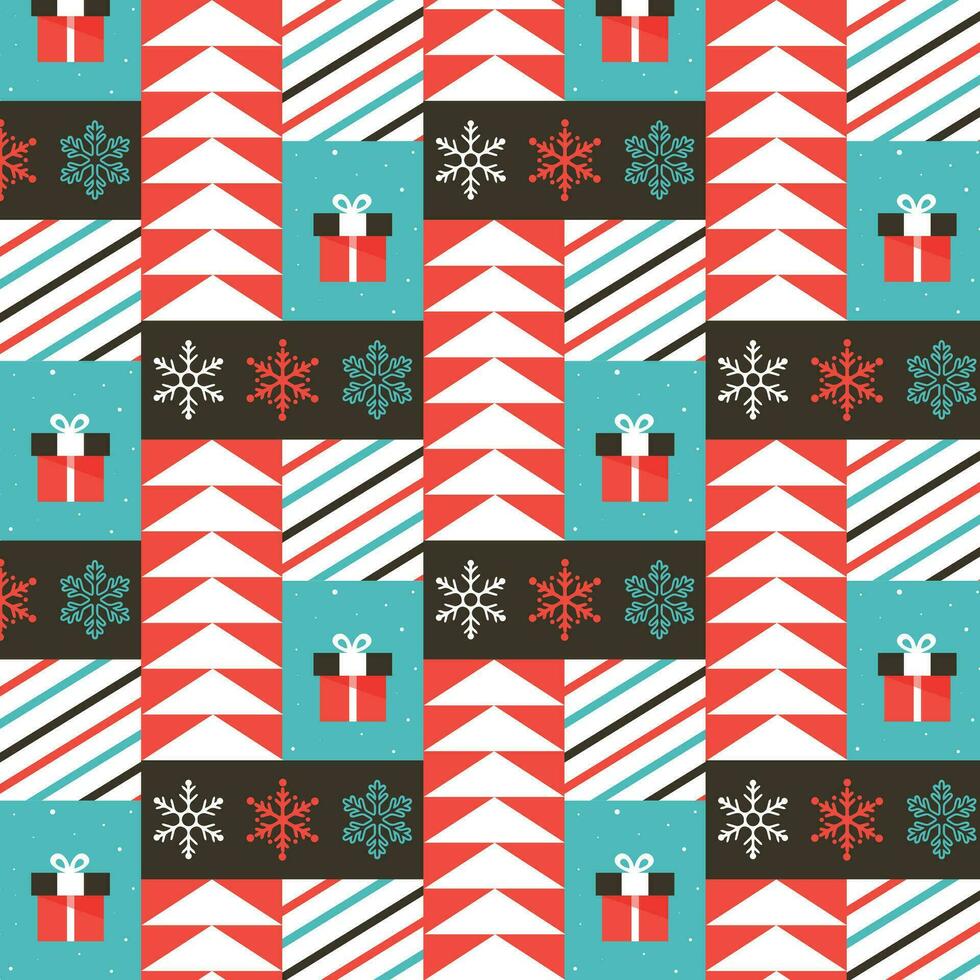 christmas background with snowflakes. New Year's pattern in Bauhaus style. Christmas background in Bauhaus style. Vector illustration