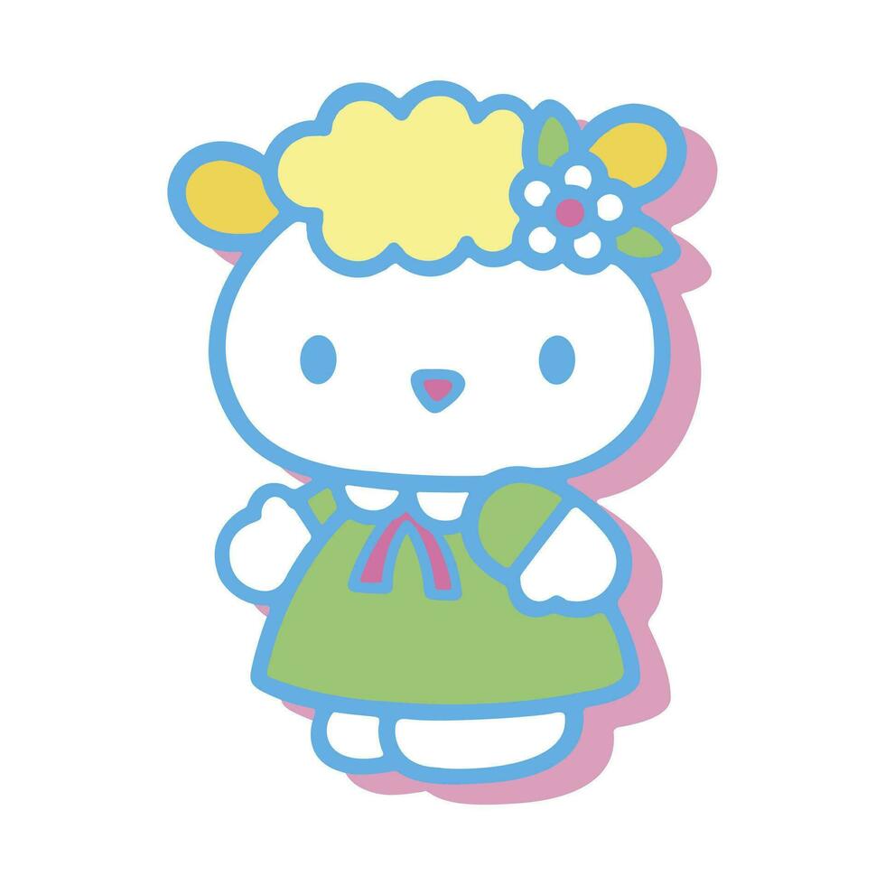 cute design of hello kitty cartoon character in vector format for editorial and sticker