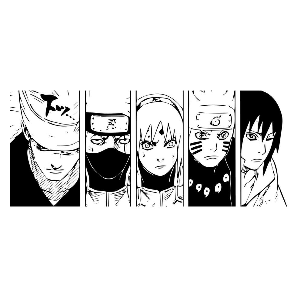 Naruto character illustration images for coloring in vector format