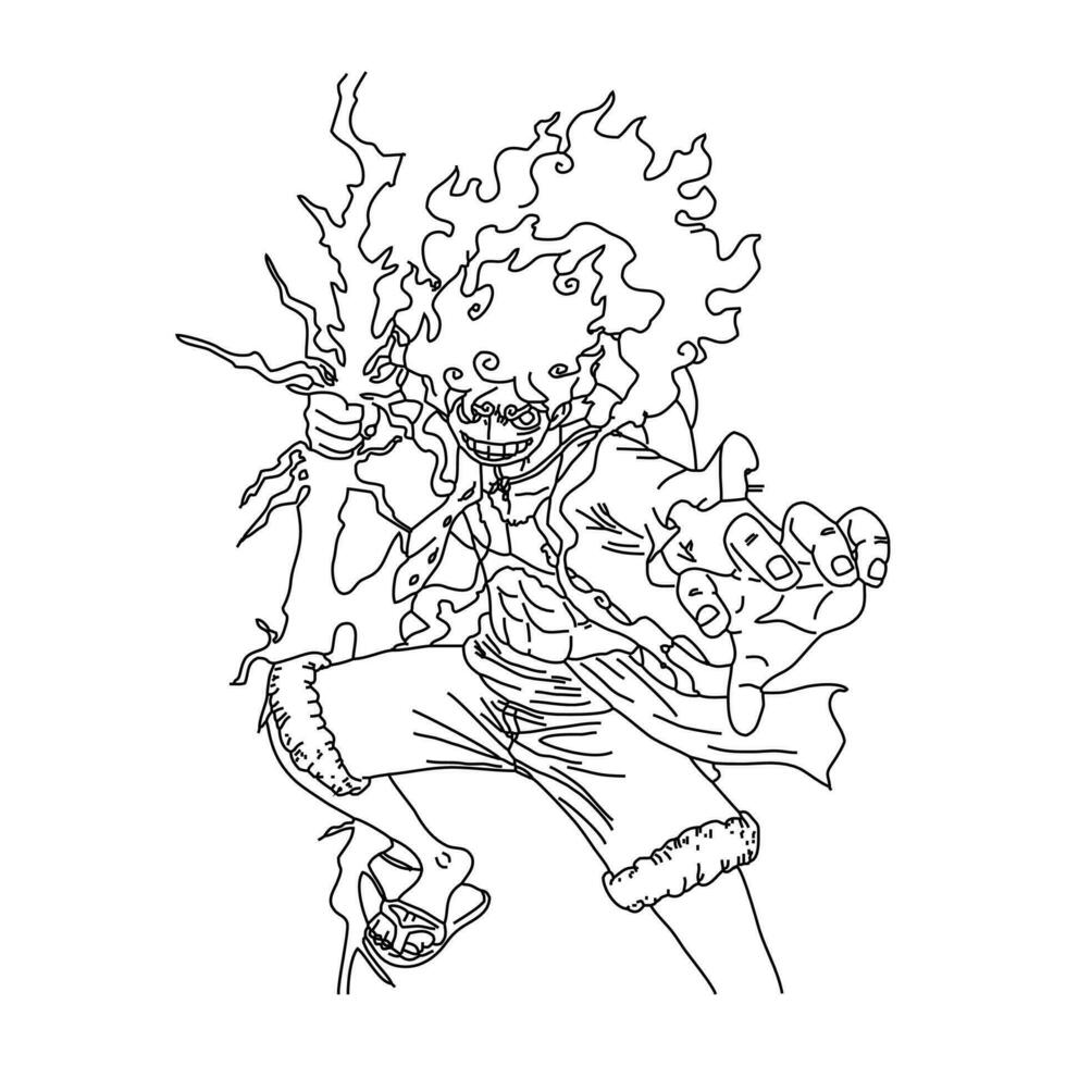 one piece cartoon character illustration images for coloring in vector format