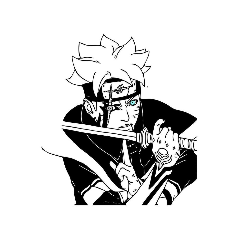 boruto two blue vortex cartoon character illustration images for coloring in vector format
