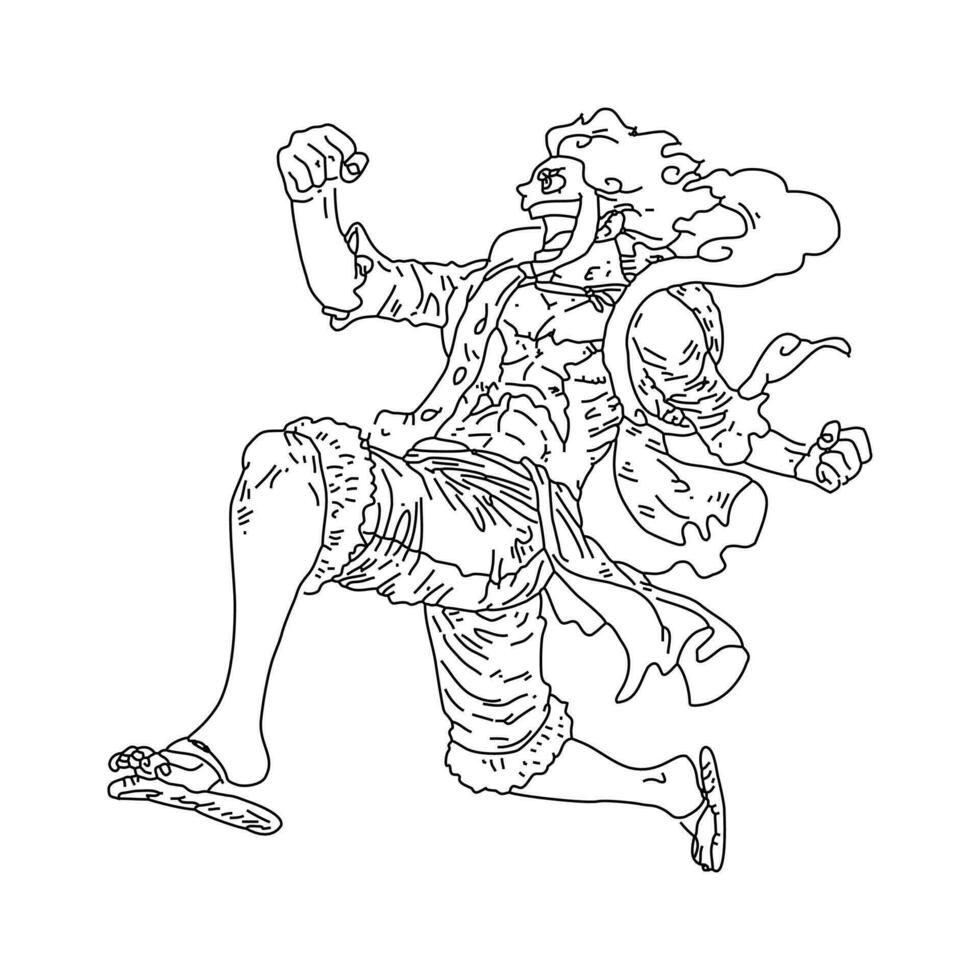 one piece cartoon character illustration images for coloring in vector