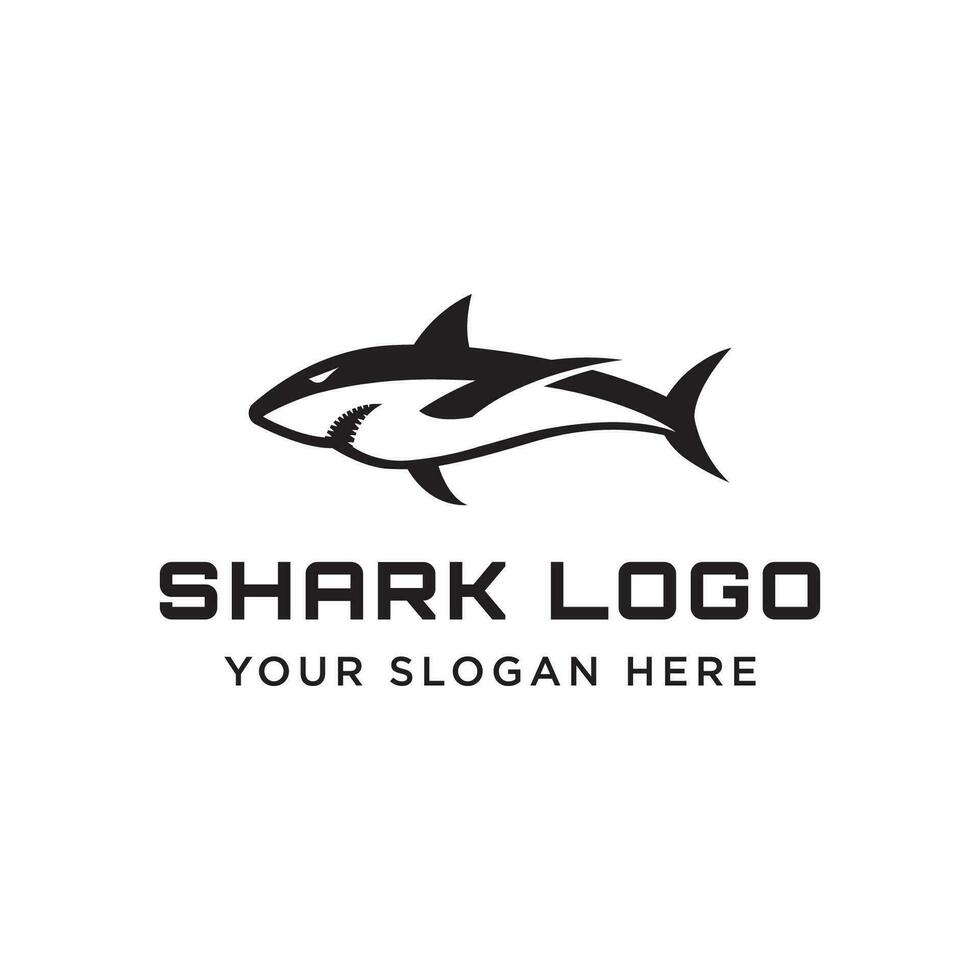 único y creativo tiburón modelo logo vector diseño.