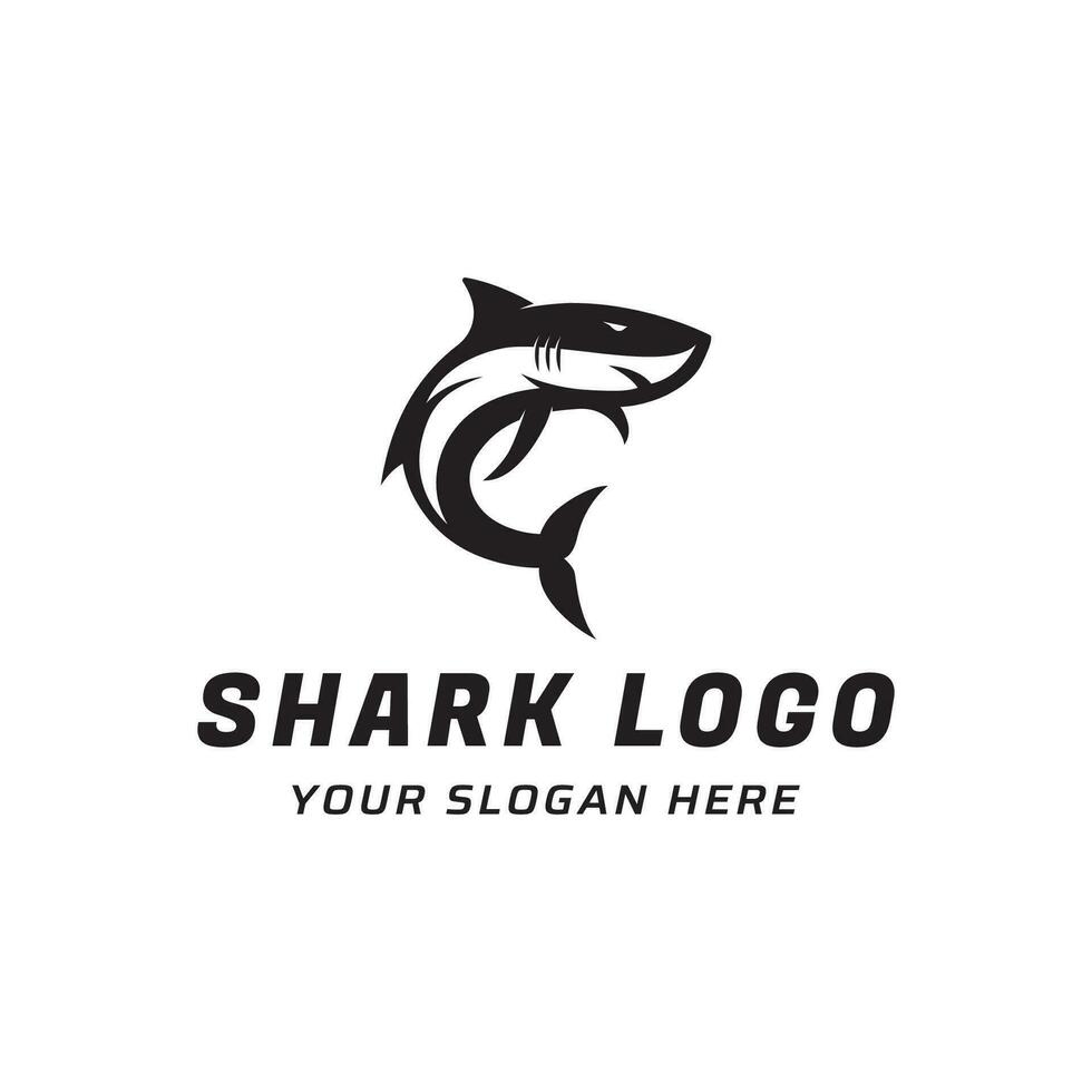 único y creativo tiburón modelo logo vector diseño.