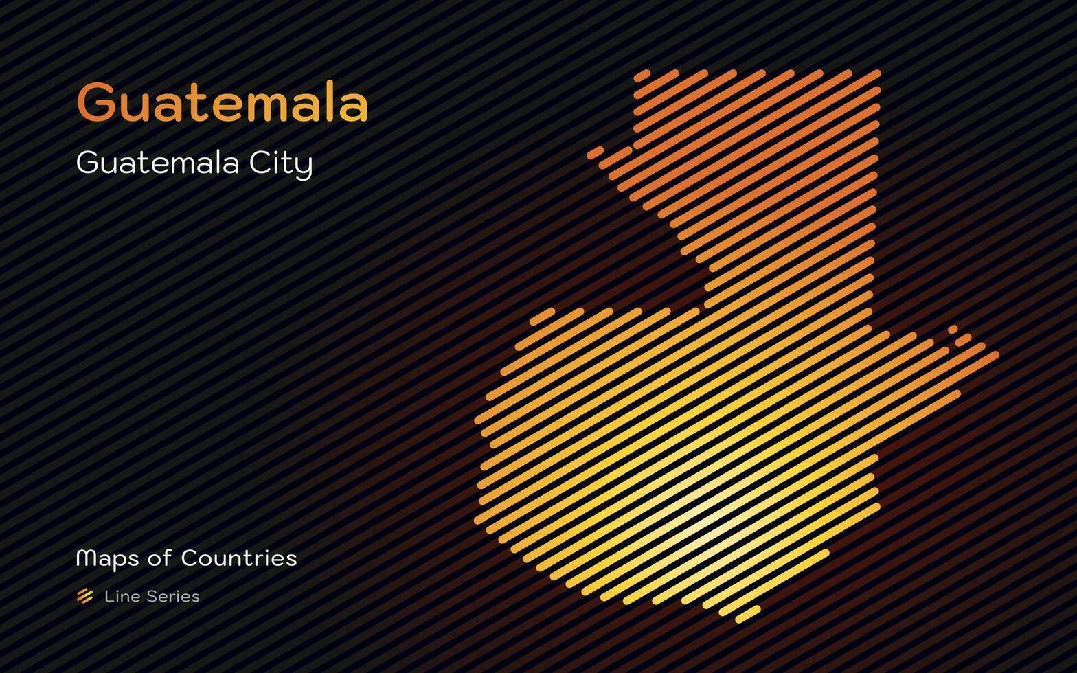 resumen mapa de Guatemala, en oro en pendiente líneas modelo con capital de Guatemala ciudad vector