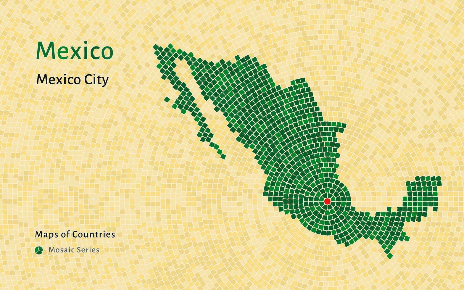 Mexico Map with a capital of Mexico City Shown in a Mosaic Pattern vector