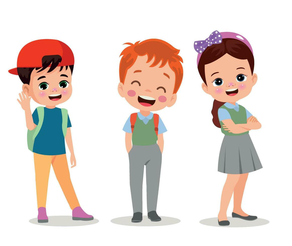 vector illustration of students in different postures