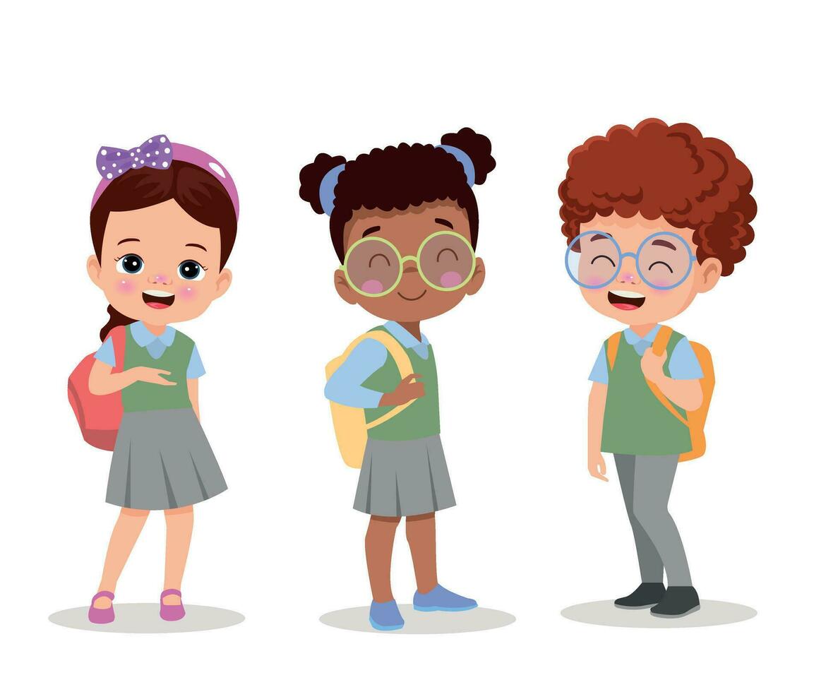 vector illustration of students in different postures