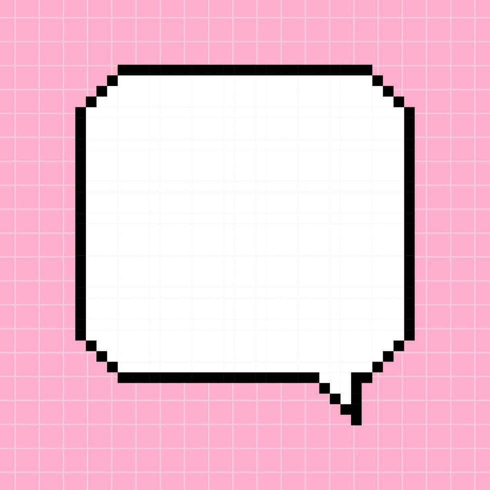 Pixel square dialog box on a pink checkered background. Illustration in the style of an 8-bit retro game, controller, cute frame for inscriptions. vector