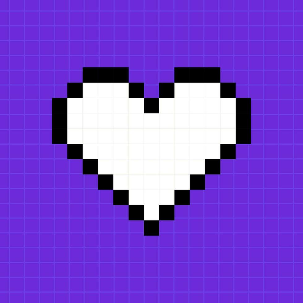 píxel juego vida bar en rojo color en un brillante púrpura antecedentes. corazón icono, ilustración en 8 bits retro juego estilo, controlador, vive son encima. vector