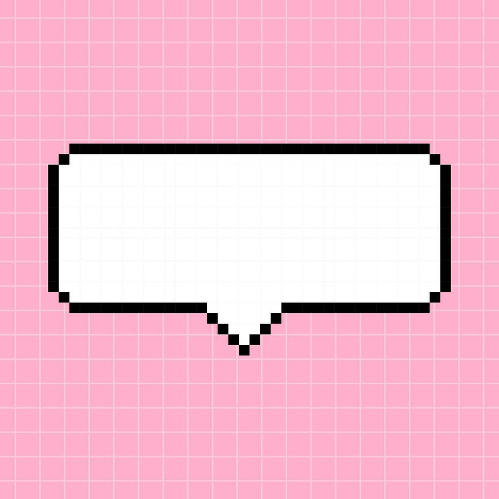 Cute rectangular frame in the shape of a pixel dialog box on a pink checkered background. Vector element in 8-bit retro game style, controller.
