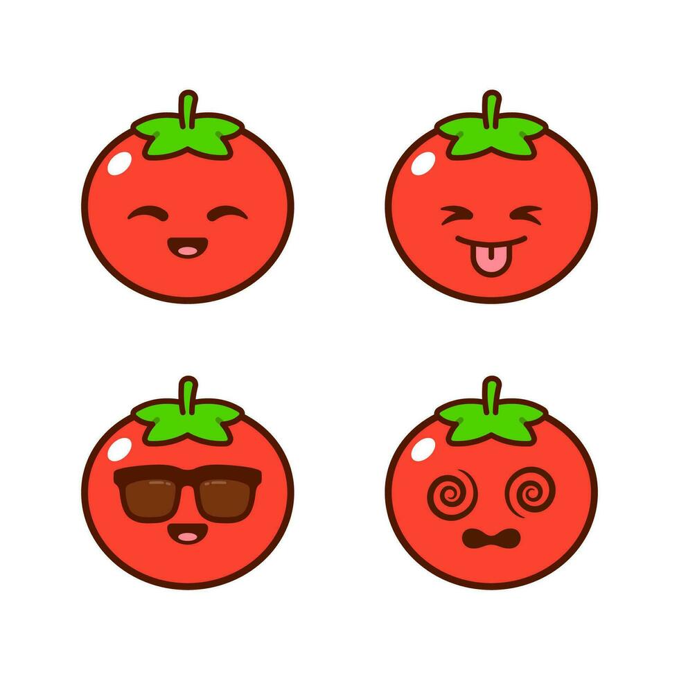 Set of Cute Tomato Stickers vector