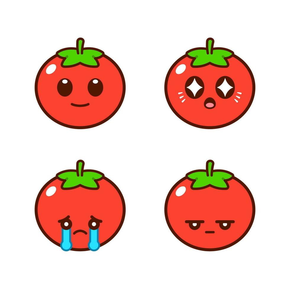 conjunto de linda tomate pegatinas vector