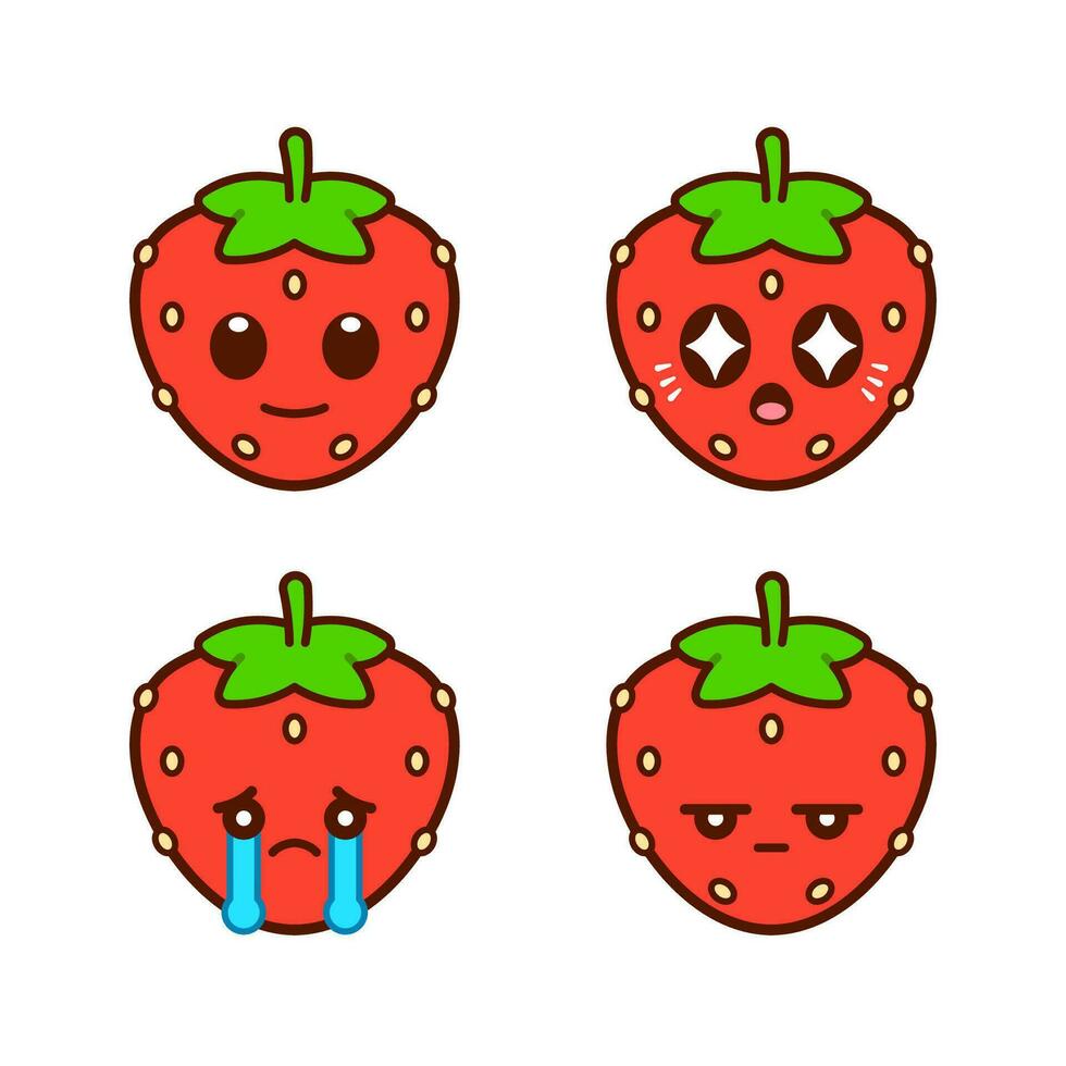 Set of Cute Strawberry Stickers vector