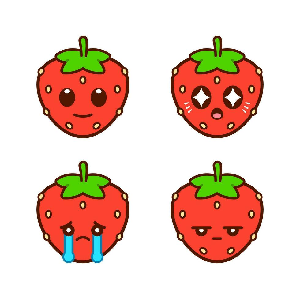 Set of Cute Strawberry Stickers vector