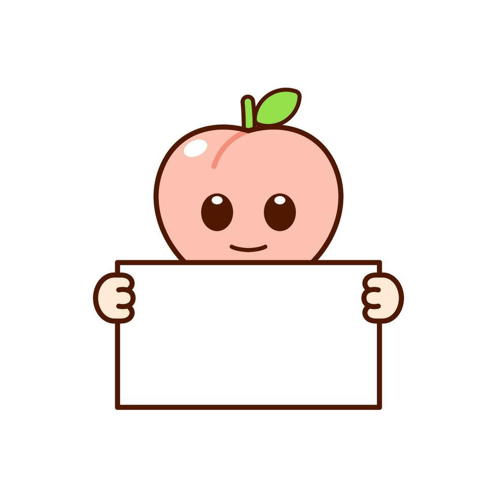 Cute Peach Character Holding a Blank Sign vector