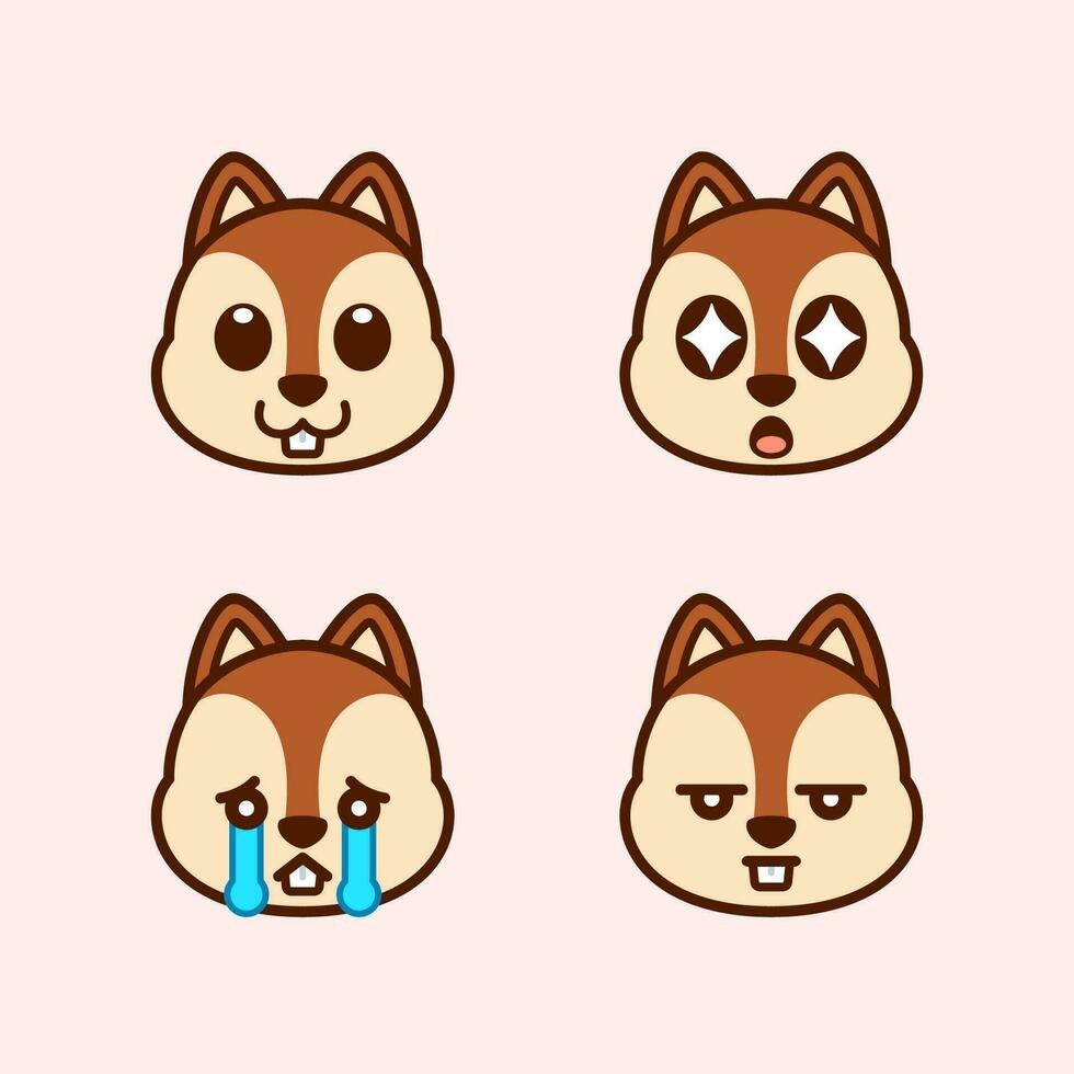 Set of Cute Squirrel Stickers vector